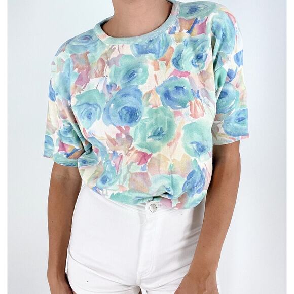 Vintage Averroe Floral Short Sleeve Sweatshirt Size Small - Picture 3 of 5